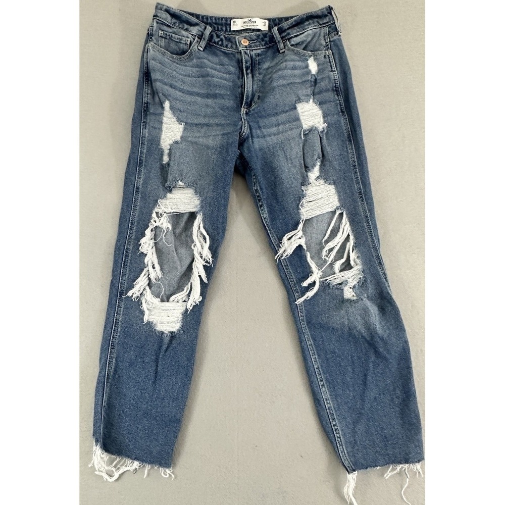Hollister Distressed Cotton Curvy High Rise Mom Jean Vintage Stretch Size 9R W29